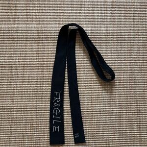 $250 black Yohji Yamamoto fragile embroidery tie